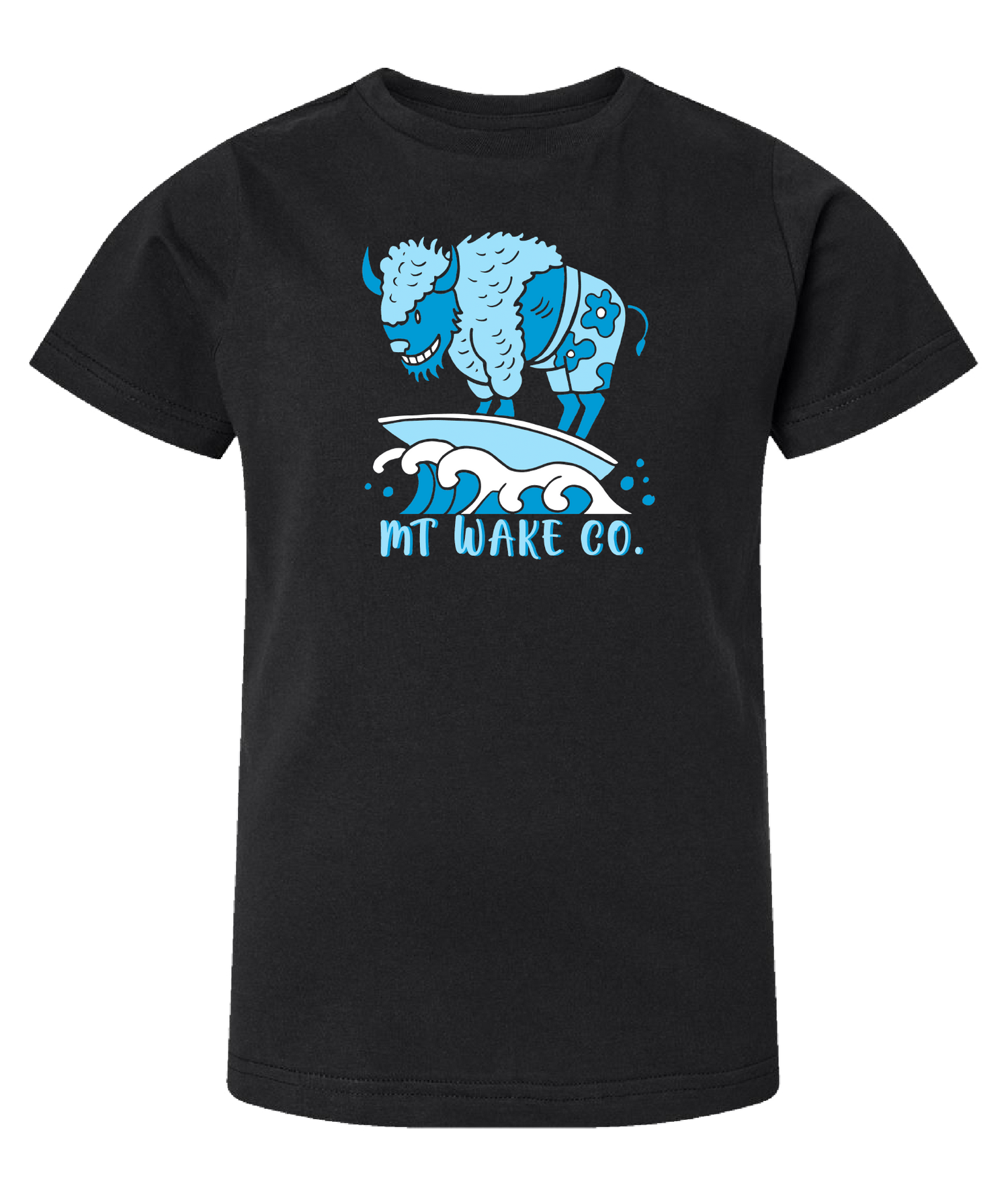 Montana Wake Surfing Bison Youth Tee - Black